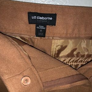 Liz Claiborne Brown Career Crepe Ankle Pants